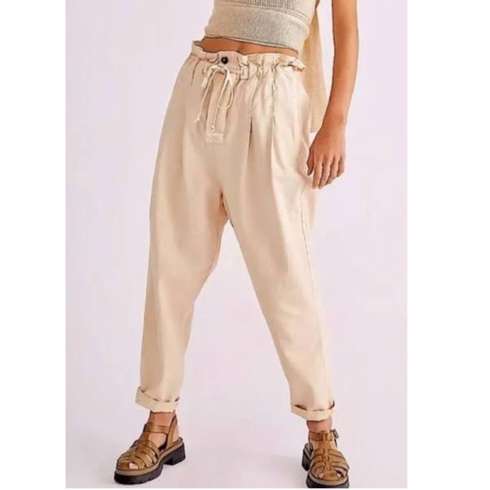 Free People Womens Margate High Waist Pleated Paperbag Pants